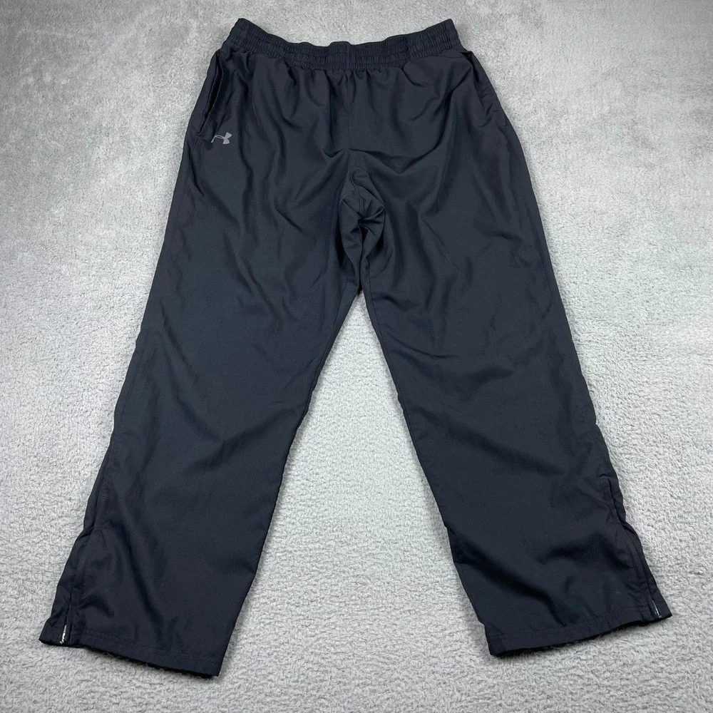 Under Armour HeatGear Track Pants Mens XXL Black Loose Fit Mesh Lined Athletic